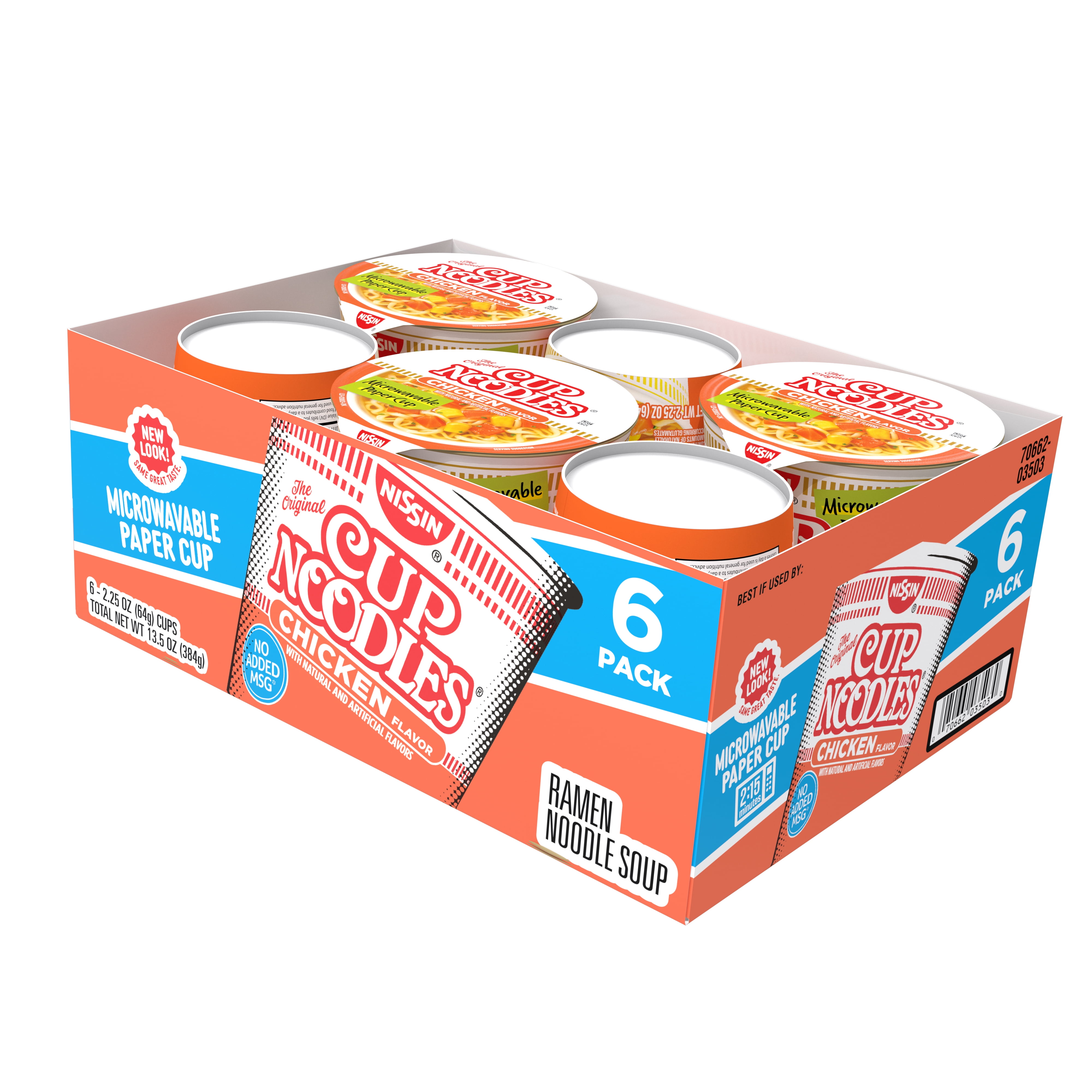 (4 pack) Nissin Foods Cup Noodles Ramen Noodle Soup, Chicken Flavor, 2.25 oz Cup, Shelf-Stable, 6 Pack