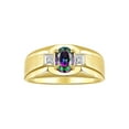 thumbnail image 1 of RYLOS Men's Rings 14K Yellow Gold Classic 7X5MM Oval Gemstone & Diamond Ring Alexandrite June Birthstone Rings For Men, Gold Rings Size 10, 1 of 7