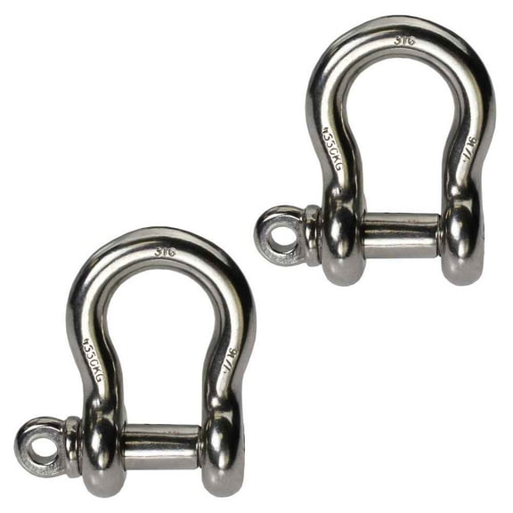 7/16" Stainless Steel Screw Pin Anchor Shackle - 1 Ton - 2 Pack
