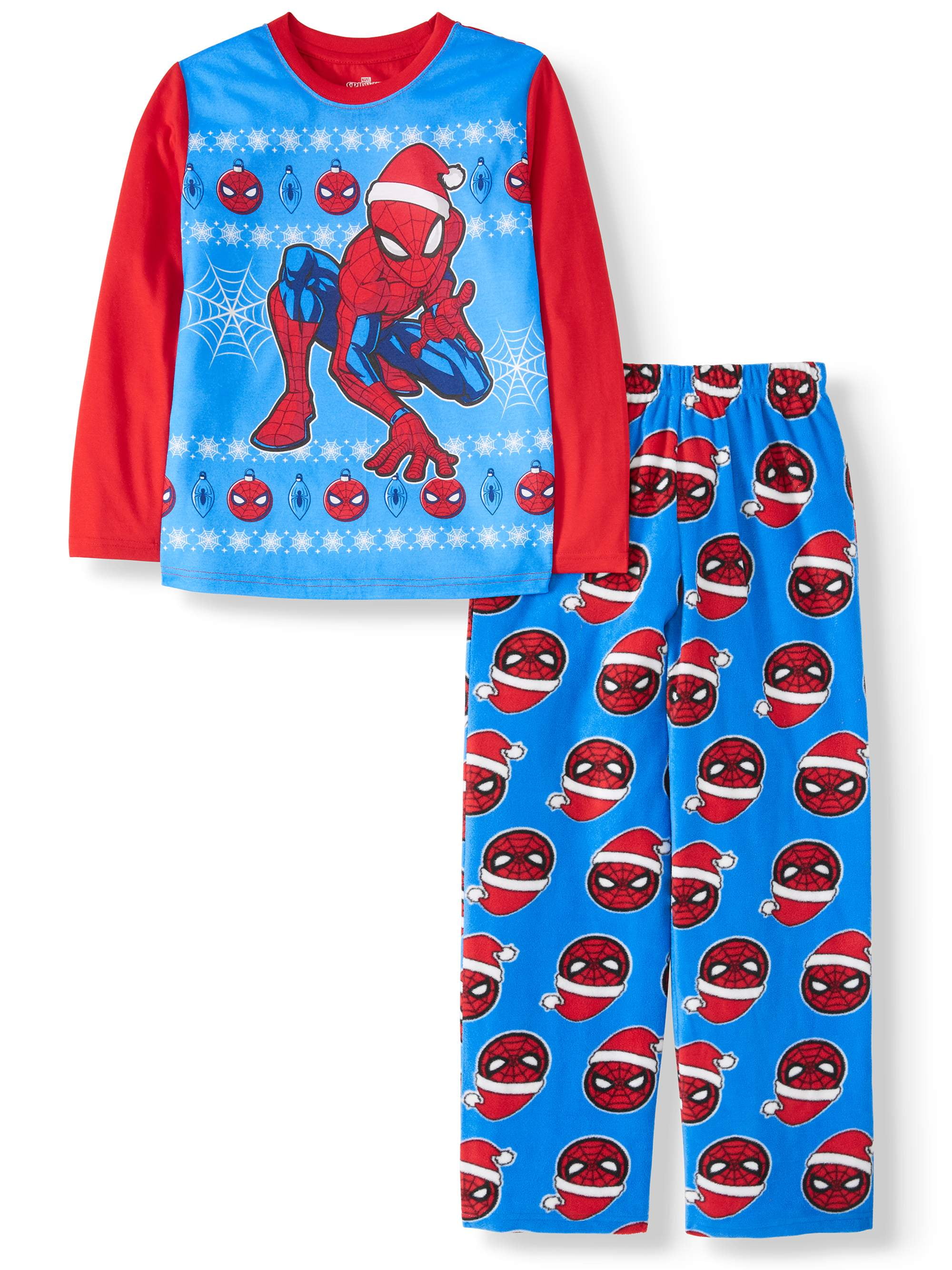 Boys 2 Piece Fleece Sleepwear Pajama Set Spiderman Size 4/5 XS Blue Top Red Pant 