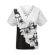 thumbnail image 5 of Tops de Manga Corta con Cuello en V para las Mujeres Blusa Frontal con Botón de Impresión Plegable, Tops de Verano de Moda para Mujeres Cuello en V con Manga Corta Fiesta Casual, 5 of 5
