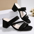 thumbnail image 5 of LOVZFMLL Sandals for Women Elegant Classic Casual Heels Sandals Summer Beach Vacation Dress Shoes Slip On Open Toe Slides Sandals for Party Club Dating Black 8.5, 5 of 8