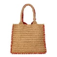 thumbnail image 2 of No Boundaries Women's Beach Icons Mini Straw Tote Bag, Natural with Lobster Embroidery, 2 of 6
