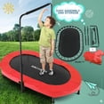 thumbnail image 4 of Kids Indoor Trampoline, ANCHEER 56" Foldable Mini Trampoline with 5 Level Adjustable Handle Bar, DoubleTrampoline for Kid and Adults with Reinforced Stitchin 220lbs Max Load, 4 of 8