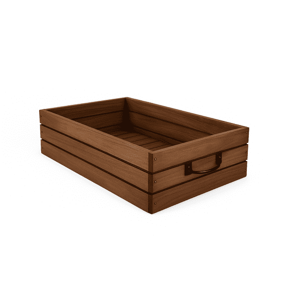 Rustic Wooden Under Bed Storage Crate with Handle, 19" W x 27-3/4" L x 7-3/8" H Organizer Bin
