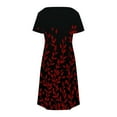thumbnail image 4 of Uaswgudfs ​Women's Short Sleeve V-Neck Midi Dress​ - Chic A-Line Summer Casual Style with Botanical Leaf Motif & Decorative Pockets Red M, 4 of 7