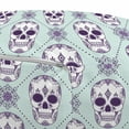 thumbnail image 3 of Sugar Skull Pouf Cover with Zipper, Flower Pattern with Skulls on Geometric Floral Damask Background, Soft Decorative Fabric Unstuffed Case, 30" W X 17.3" L, Pale Blue Purple White, by Ambesonne, 3 of 5