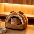 thumbnail image 5 of Nebwoak Warm Cave Cat Bed for Cats and Small Dogs, Foldable Plush Semi-Enclosed Pet Bed with Cute Frog Design, Machine Washable, Light Green, 5 of 6
