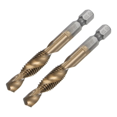 

Uxcell M8 x 1.25 Uncoated M35 Cobalt High Speed Steel Combination Drill Tap Bit 2 Pack