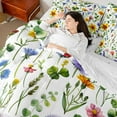 thumbnail image 4 of Castle Fairy Teenagers Spring Garden Flowers Bedding Comforter Set 7 Pieces,Vintage Chic Floral Full Bedding Set Lightweight,Botanical Tree Leaves Fitted Sheet Flat Sheet,Breathable Home Decor, 4 of 8