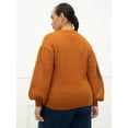 thumbnail image 4 of ELOQUII Elements Women's Plus Size Balloon Sleeve Bobble Sweater, 4 of 5