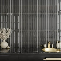 Horizonte 2 x 16 in. Glossy Jet Black Ceramic Deco Subway Wall Tile (10.76 sq ft/case) - 50 Pack