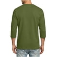 thumbnail image 5 of Mifsaly Cotton Tshirts for Men 3/4 Sleeve Casual Crewneck Tops Soft Breathable Regular Fit Layering Everyday Lounge Pullover Army Green,L, 5 of 7