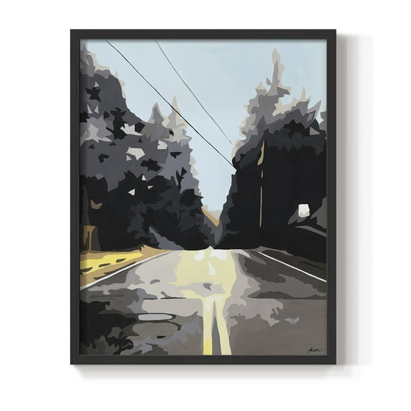THE ROAD LESS TRAVELED Framed Print in Black Solid Wood Framed Print No Nail Hanging