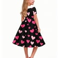 thumbnail image 2 of Girls' Valentine's Day Dress Printed Peter Pan Collar Retro Dress Short Sleeve Cute Dance Dress for Romantic Celebrations (5-14 Years), 2 of 6