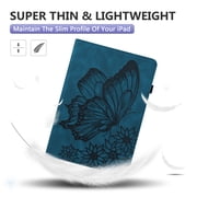 Butterfly Case for Kindle Paperwhite (6 Inch Display) - Synthetic leather/Silicone Composite Case Protector Slim Fit Lightweight Flip Folio Leather Wallet Cute Cover Holder (Blue)