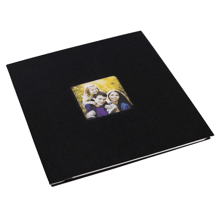 Black 12x12 Scrapbook Album with Silk Ribbon, Cover Window, Spiral Bound  Photo Book for Wedding, Anniversary (80 Pages)