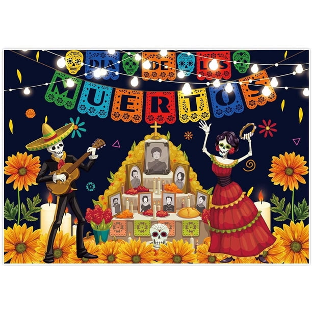 7x5ft Day of The Dead Dia DE Los Muertos Backdrop Mexican Sugar Skull ...