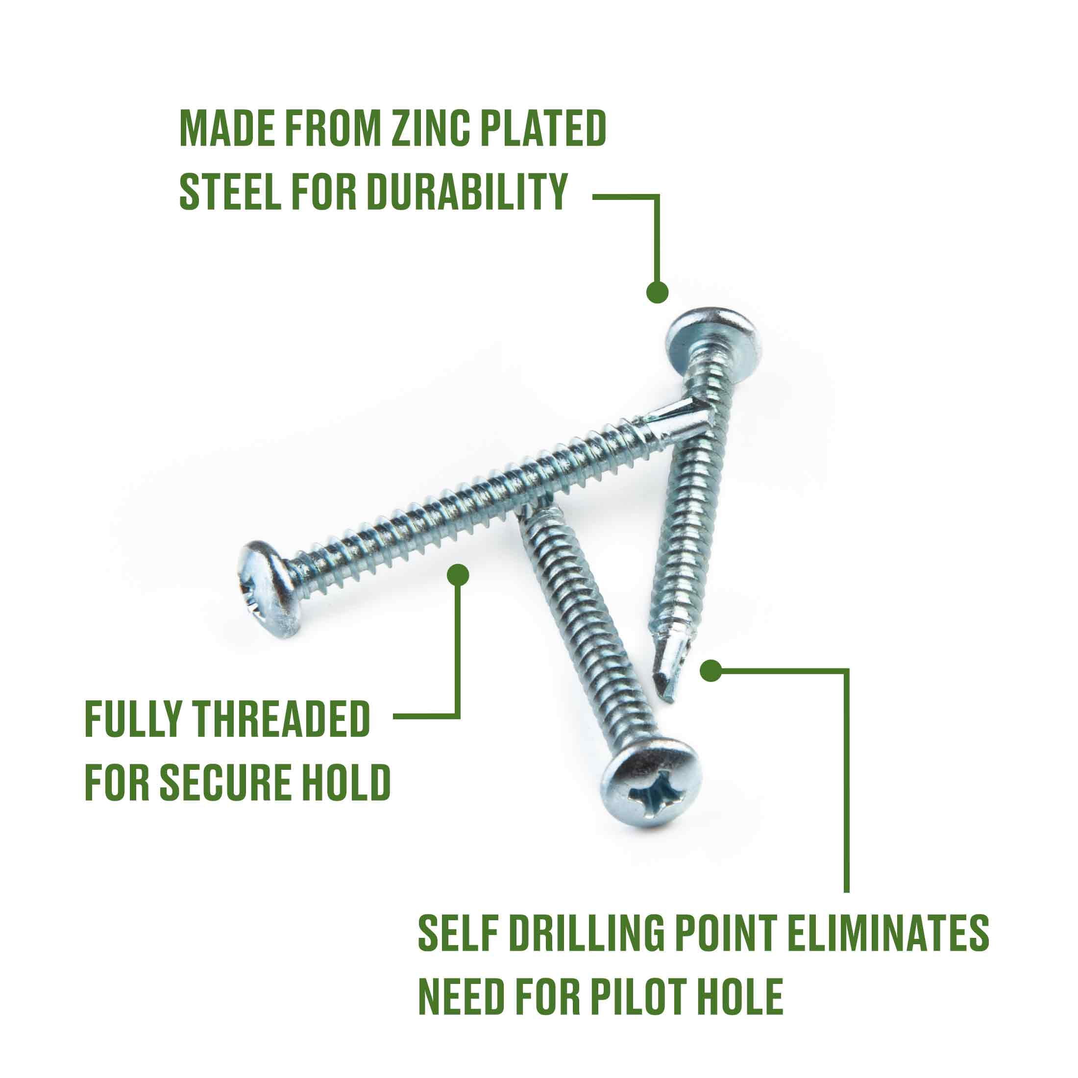 (5 pack) Hillman Self Drilling Screws #10 x 3/4", Steel, Zinc, Interior, Phillips, Silver, 6 pack