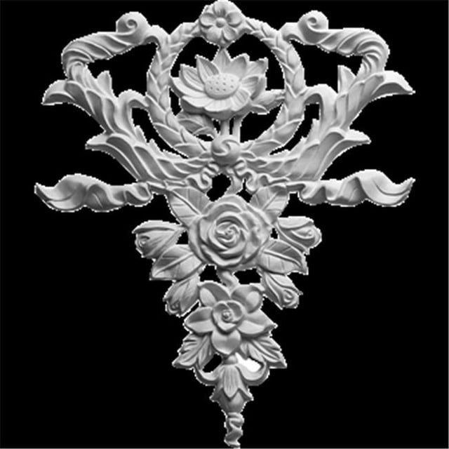Ekena Millwork ONL10X12X01FL 10.62 In. W X 12.62 In. H X .75 In. P Architectural accent - Large Flower And Wreath Drop Onlay