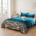 thumbnail image 2 of Full Quilt Set 78''x90'', Light Blue Ocean Waves Lightweight Bedspread Coverlet Set with 2 Pillow Shams, Summer Beach Coastal Abstract Breathable All Season Quilt Bedding for Bedroom/Guest Room, 2 of 9
