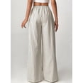thumbnail image 6 of Women'S Striped Wide Leg Lounge Pants Knot Front High Waisted Baggy Pants Trousers Streetwear Beige & Brown M, 6 of 8