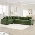 thumbnail image 3 of 117" Modern Corduroy Sectional Couches for Living Room, Comfortable Corner Couch Sofa, Green 3 Seater Corner Couch for Flexible Layout, Muebles para la Sala, Oversized Sofa Set, 3 of 10