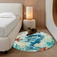 thumbnail image 3 of Round Area Rug 3.3 Ft, Sea Seahorse Coastal Washable Non-Slip Circle Carpet for Living Room/Bedroom, Turquoise Nautical Summer Coral Vintage Low-Profile Small Kitchen Mats Collection Rugs for Indoor, 3 of 7