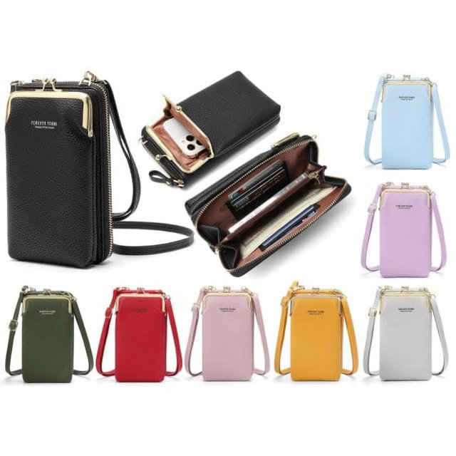 Bolso para móvil Cartera Tarjetero Bolso con bandolera azul claro oso de fresa Electrónica