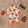thumbnail image 4 of Weebloom Baby Boy Halloween Pumpkin Outfit Cartoon Pumpkin Face Printing Pullover Romper Jumpsuit Clothes 0-3 Months, 4 of 8