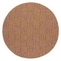 SAFAVIEH Sisal All-Weather Austen Geometric Indoor/Outdoor Area Rug, Natural/Brown, 6'7" x 6'7" Round