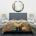 thumbnail image 3 of Designart "Minimalist Fox with Blooming Portrait III" Fox Bedding Covert Set - Animals Orange Modern Bed Set With 2 Shams, 3 of 5