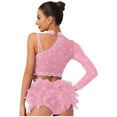 thumbnail image 4 of Zaldita Women's Sparkly Rhinestone Lyrical Ballet Tops Asymmetrical Shoulder Modern Contemporary Dancewear Pink XXL, 4 of 5