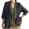 thumbnail image 2 of Taqqpue Womens Linen Blazer Casual Long Sleeve Lightweight Button Jackets Spring Summer Solid Color Suit Shirts, 2 of 6