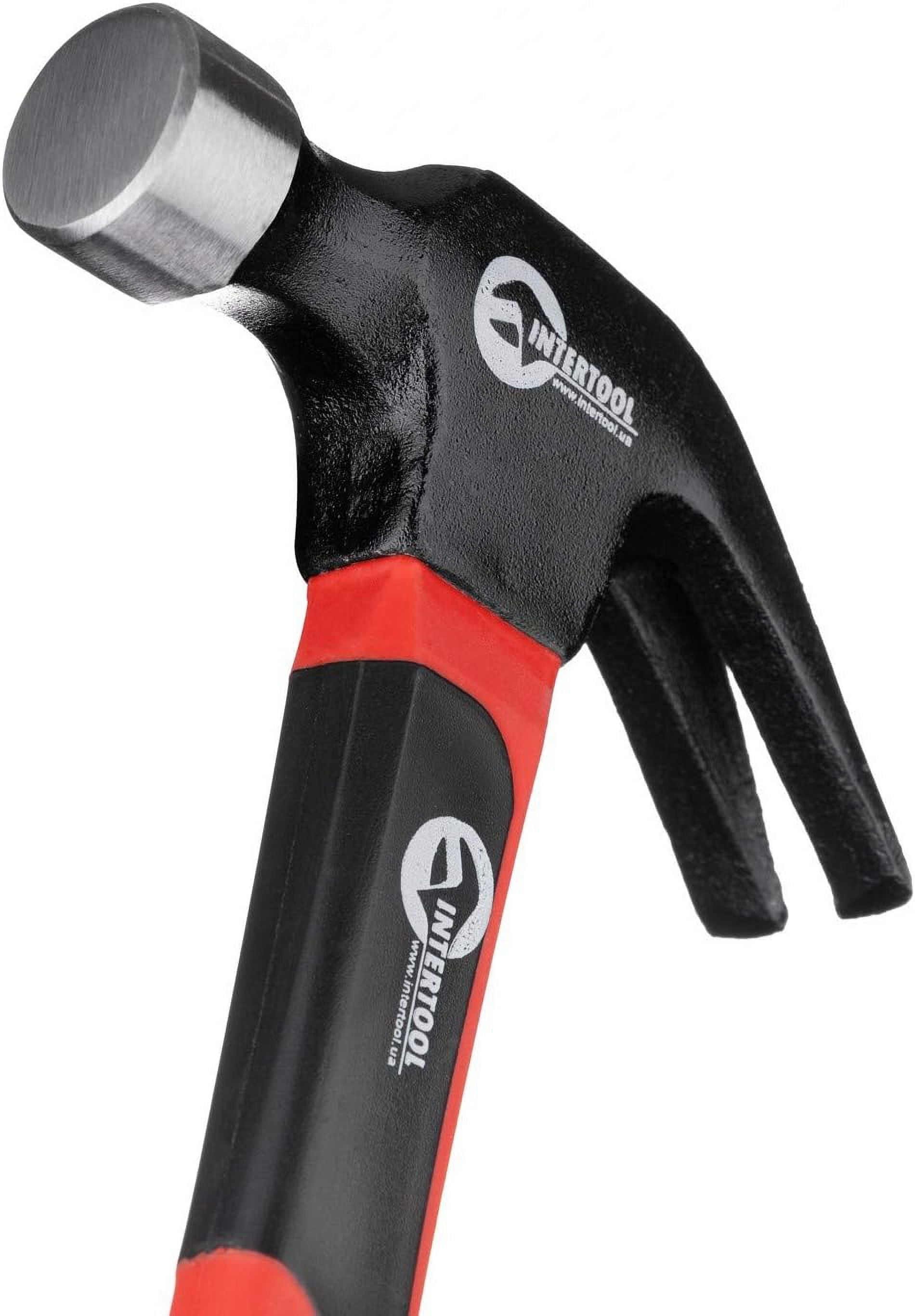RGHJAR-Claw Hammer 16 oz. / 1 Pound for Framing, Nails, Carpentry - Smooth Face and Shock Absorbing Anti-Slip Fiberglass Handle HT-0223