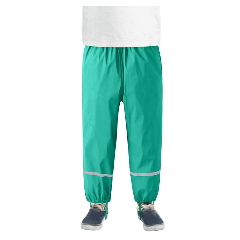 Ruziyoog Rain Pants for Kids Cotton Lined Reflective Waterproof Lightweight  Rainwear for Boys and Girls Kids Waterproof Rain Pant Outdoor Lightweight  Cozy Rainwear Green XL 