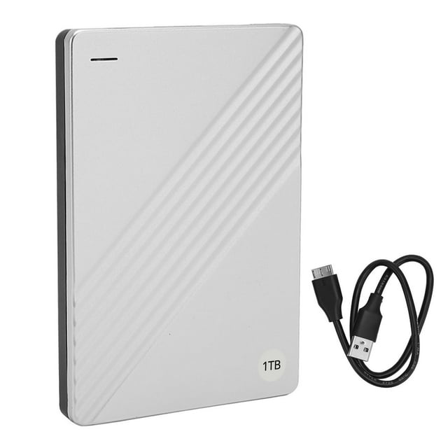 Disco duro externo ultrafino de 2,5 pulgadas, USB 3.0, aleación de aluminio, Plug and Play, para ordenador, TV, teléfono, color plateado, 1 TB