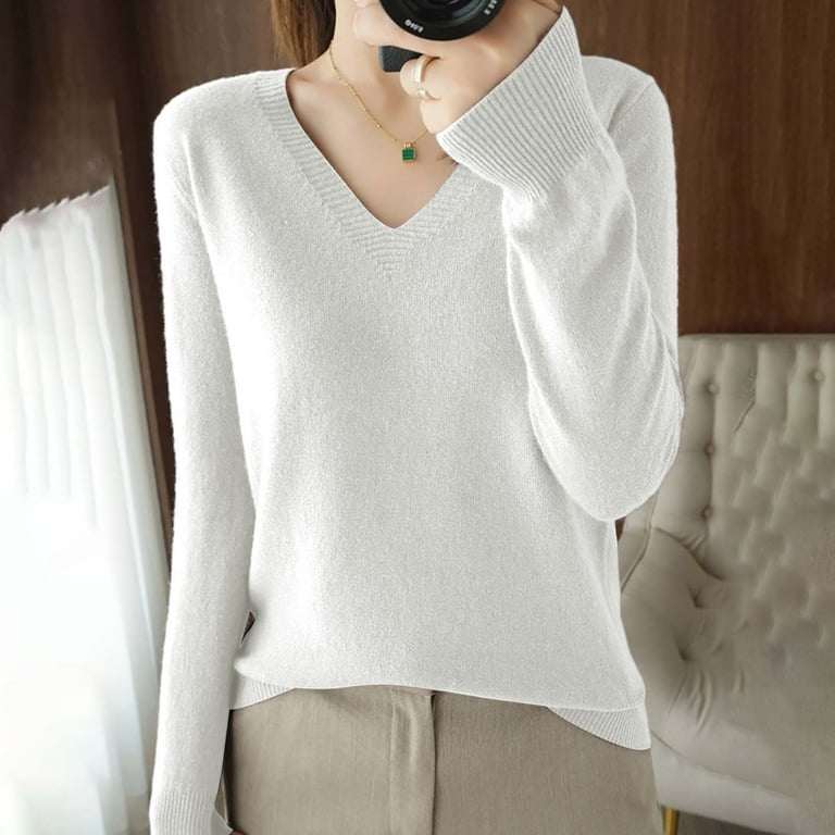 Light Sweaters Womens Sweatshirts V Neck Long Sleeve Shirts Loose