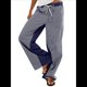 thumbnail image 1 of Pantalones de Rayas de Tiro Bajo para Mujer, Vaqueros Bohemios de Pierna con Cordón Ajustable, Tendencia 2025 Azul Marino S, 1 of 8