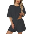 thumbnail image 2 of Pyhlmscde Women Summer Two Piece Outfits Sweatsuits 2025 Casual Lounge Skirt Shorts Matching Sets Trendy Short Sleeve Clothing,Summer Outfits for Women 2 Piece Set, 2 of 7