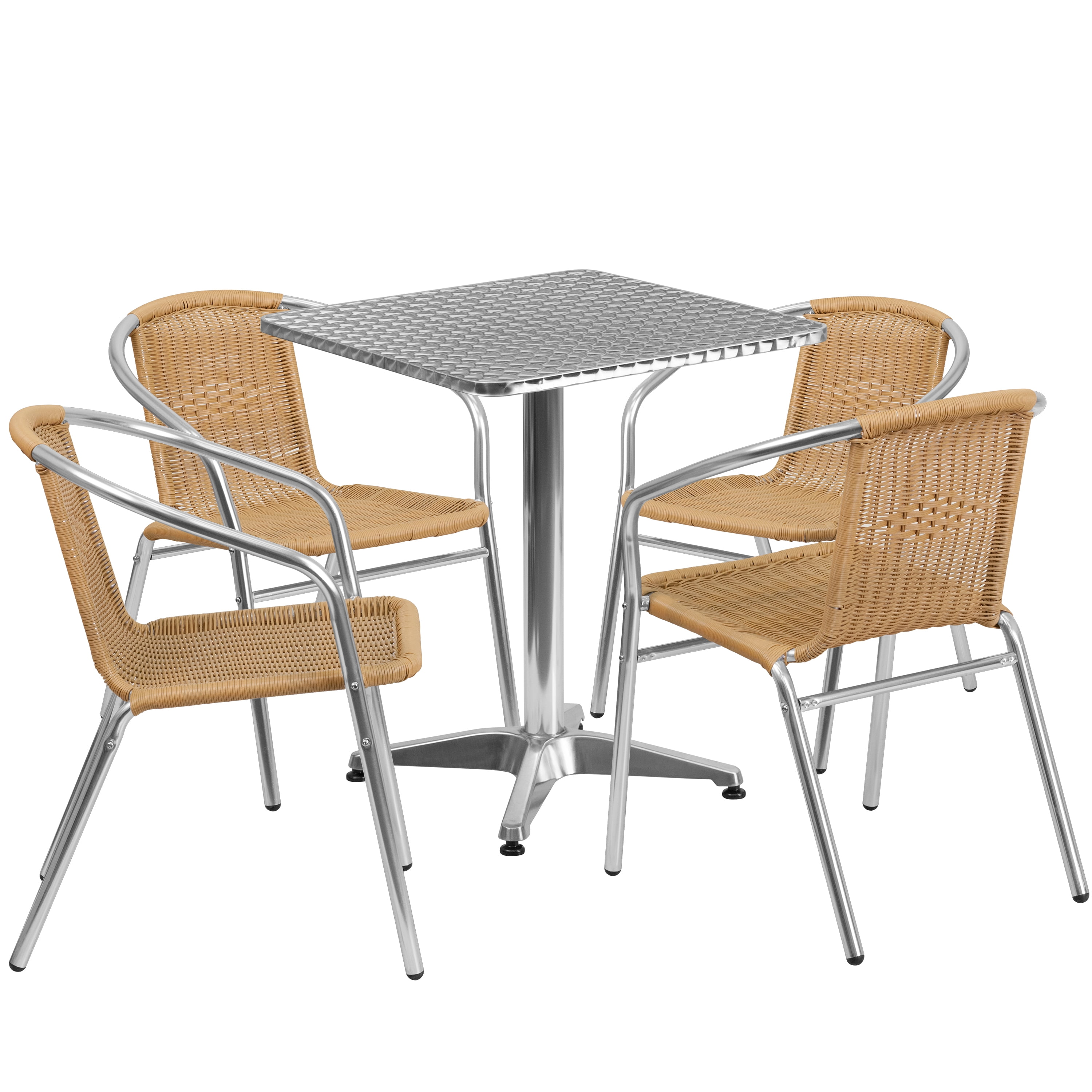 Flash Furniture Outdoor Patio Dining Set Aluminum Table With 4