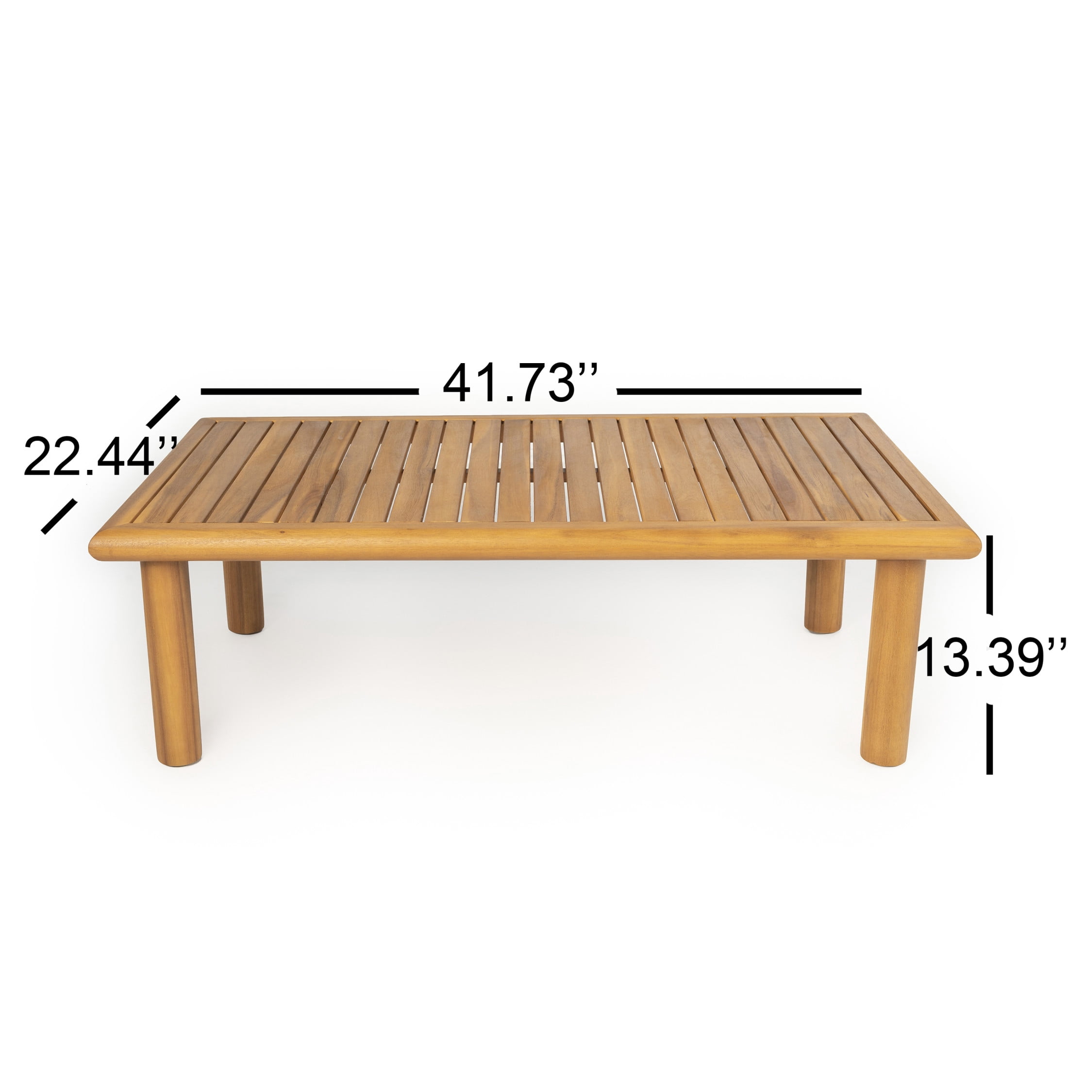 Christopher Knight Home 41.7" Outdoor Acacia Wood Coffee Table, Slatted Rectangular Patio Table, Teak