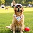 thumbnail image 5 of Patriotic Dog Costume 3 Pack Size L, Dual Layer American Flag Triangle Bandana Complete with Hat and Glasses, Red White Blue Pet Scarf for Memorial Day 4th of July Small Male Female Dogs, 5 of 5