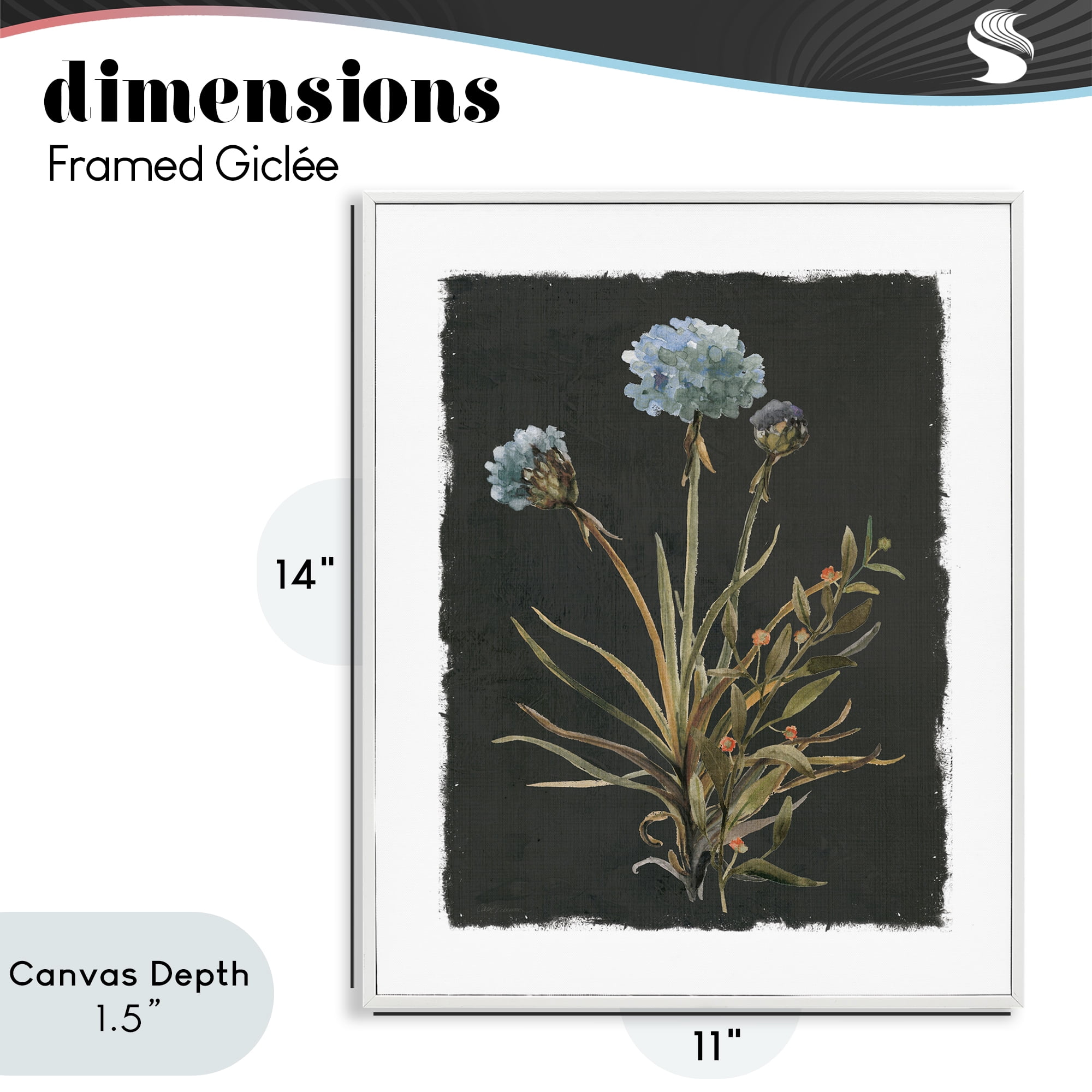 Stupell Industries Cerulean Bloom on Dark Green White Framed Giclee Art, design by Carol Robinson