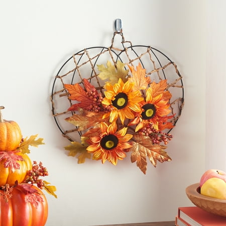 Way to Celebrate Harvest Pumpkin Floral & Orange Sunflower Mix Artificial Flower Arrangement