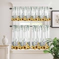 thumbnail image 2 of 3 Piece Kitchen Curtains and Valances Set Eucalyptus Leaves Cafe Curtains 36 Inch Length Yellow Sunflower Lavender Farmhouse Valance & Tier Curtain for Living Room Bedroom Window 54"x18"+27"x36"*2, 2 of 6