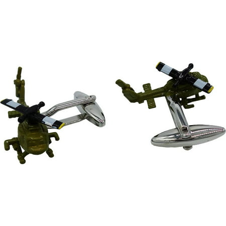 Army Green UH-1 Huey Helicopter Cufflinks