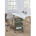 thumbnail image 4 of 3-Tier Delicate Compact Rolling Metal Storage Organizer - Mobile Utility Cart Kitchen/Under Desk Cart with Caster Wheels (ARMY, Compact (15.5" X 26.8" X 10.27")), 4 of 13