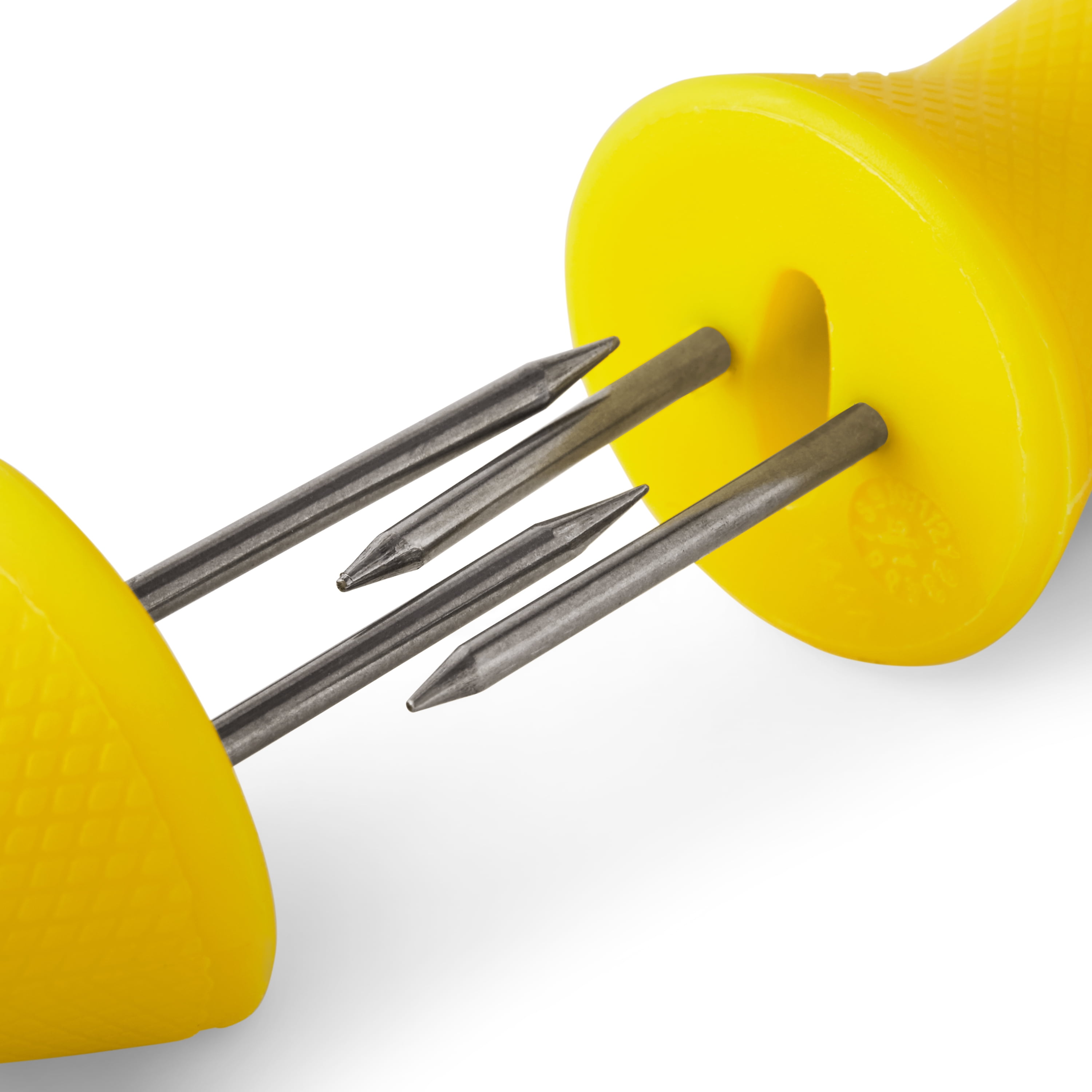 Mainstays 8-Piece Stainless Steel Two-Prong Corn Skewers with Yellow Handles