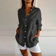 thumbnail image 2 of Blusa con solapas plisadas y botones, mangas enrollables, informal, para mujer - S-XXXXXL, 2 of 8